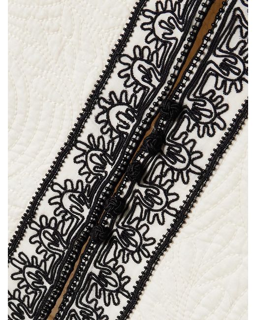 Emporio Sirenuse Natural Clara Embroidered Quilted Cotton Vest