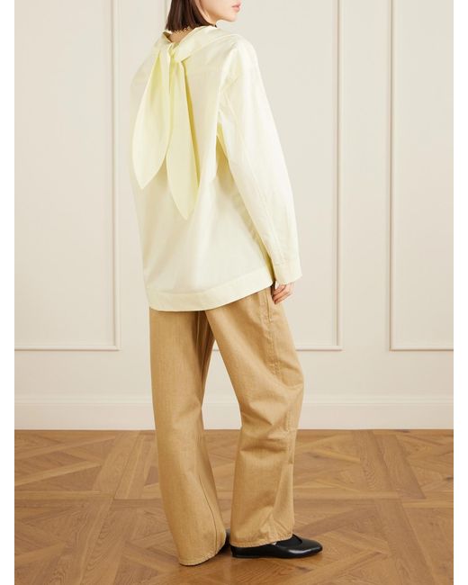 OSSOU Natural Cove Scarf-Detailed Cotton-Poplin Shirt