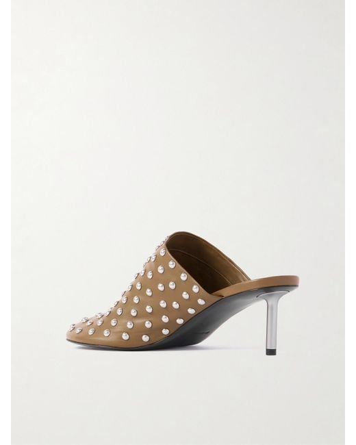 Jil Sander Brown Studded Leather Mules