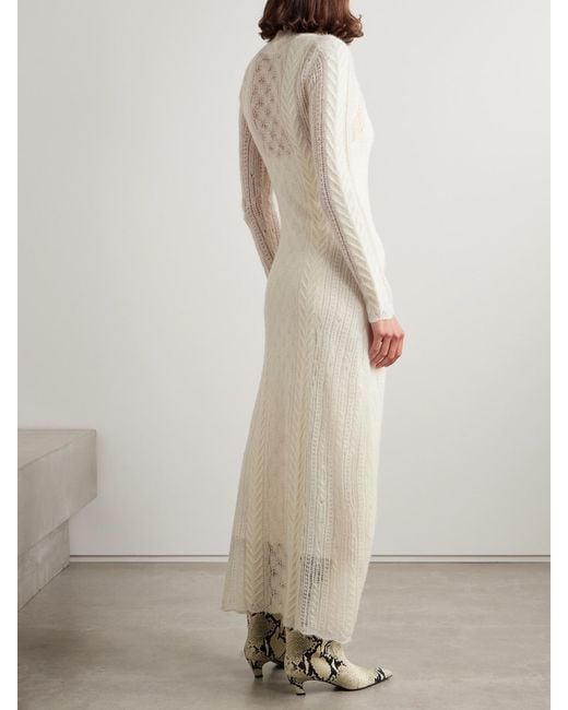 Ulla Johnson White Kassia Pointelle-Knit Alpaca-Blend Turtleneck Maxi Dress