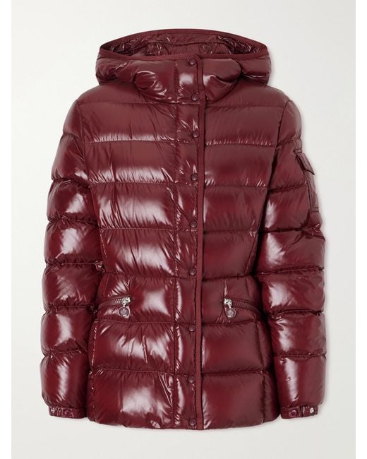 Moncler Red Barante Hooded Quilted Shell Down Jacket
