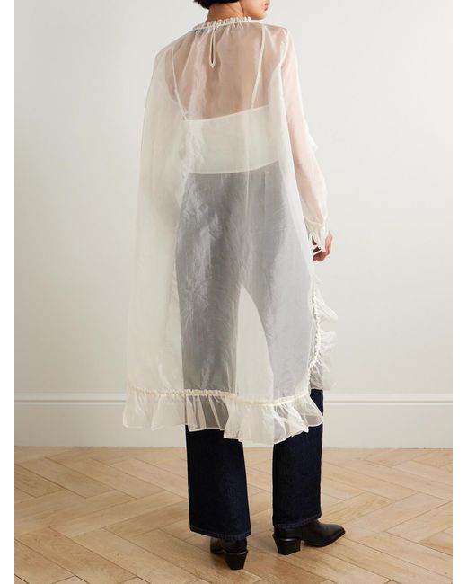 Sea Natural Cornelia Asymmetric Ruffled Silk-Organza Top