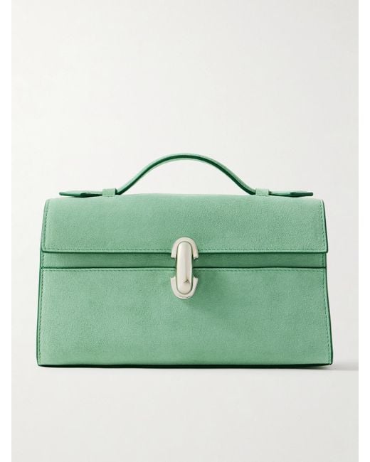 SAVETTE Green Symmetry Pochette Tote Aus Veloursleder