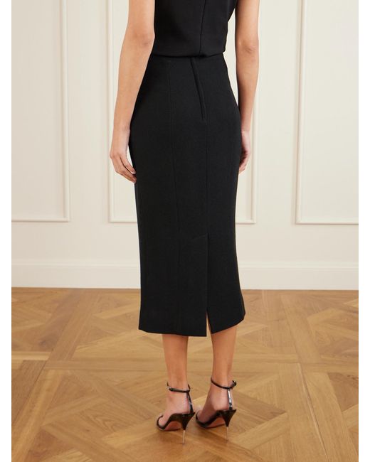 Dolce & Gabbana Black Textured-Wool Midi Skirt