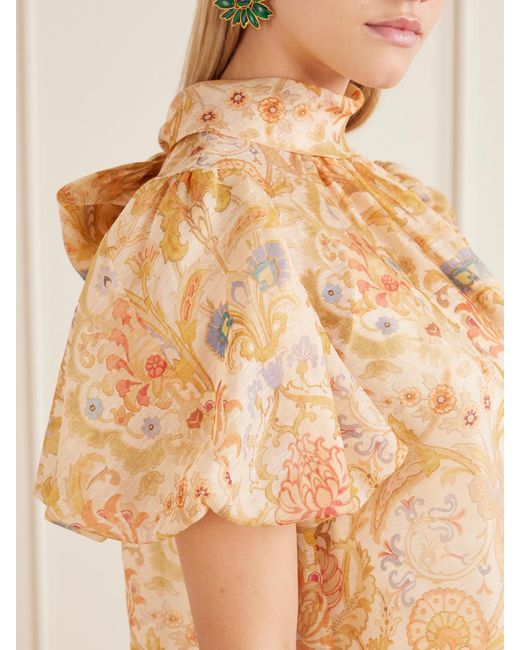 Zimmermann Natural Valiant Bubble Linen And Silk-Blend Blouse
