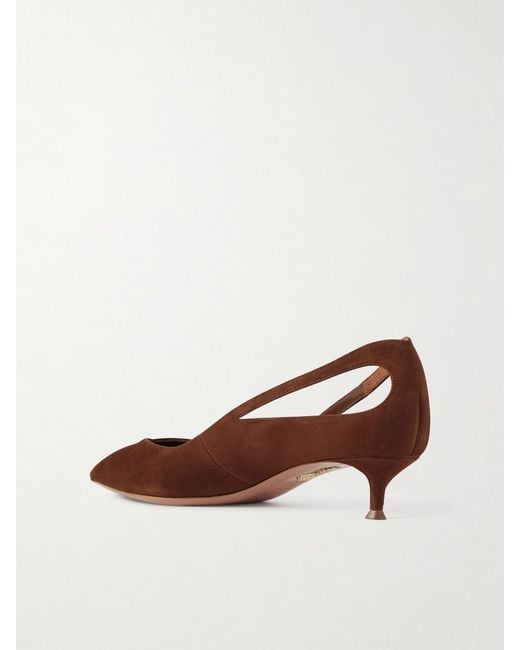 Aquazzura Brown Sheeva 30 Cut-Out Suede Pumps