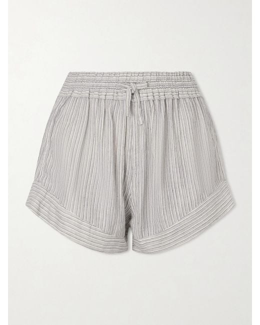 Isabel Marant Gray Thaliany Striped Cotton Drawstring Shorts