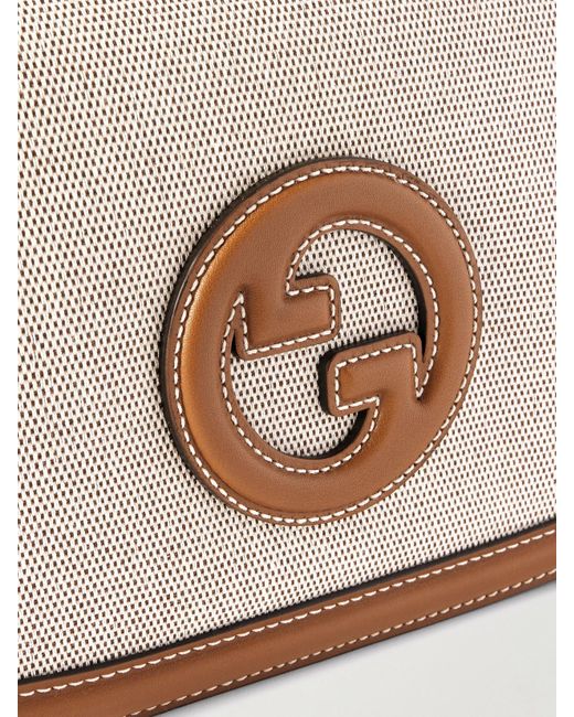 Gucci Brown Blondie Leather-Trimmed Canvas Shoulder Bag