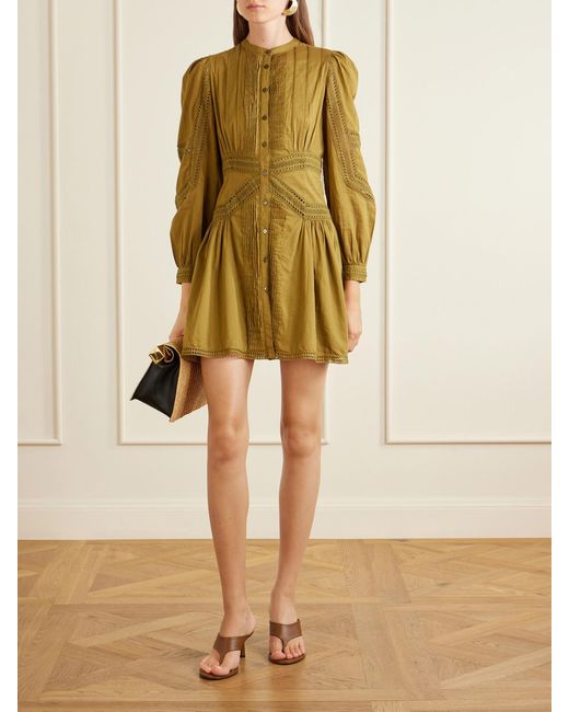 Ulla Johnson Natural Elysia Broderie Anglaise Cotton Mini Dress