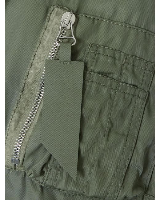 The Attico Green Padded Satin-Twill Bomber Jacket