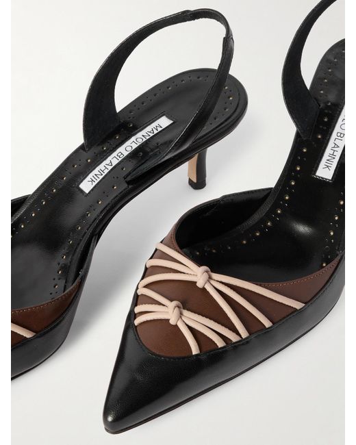 Manolo Blahnik Metallic Maretsli 50 Slingback-Pumps Aus Leder