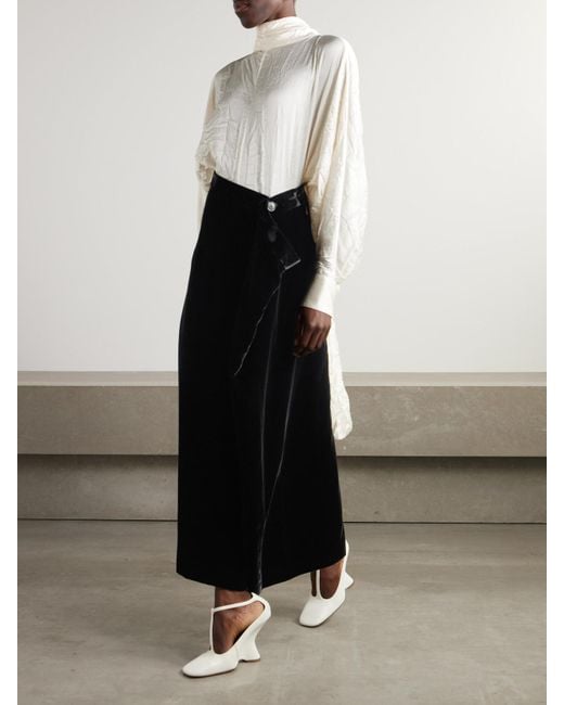 Marie Adam-Leenaerdt Black Asymmetric Velvet Maxi Skirt
