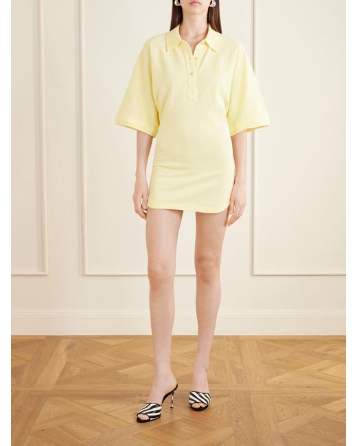 The Attico Yellow Logo-Embroidered Cotton-Piqué Mini Dress