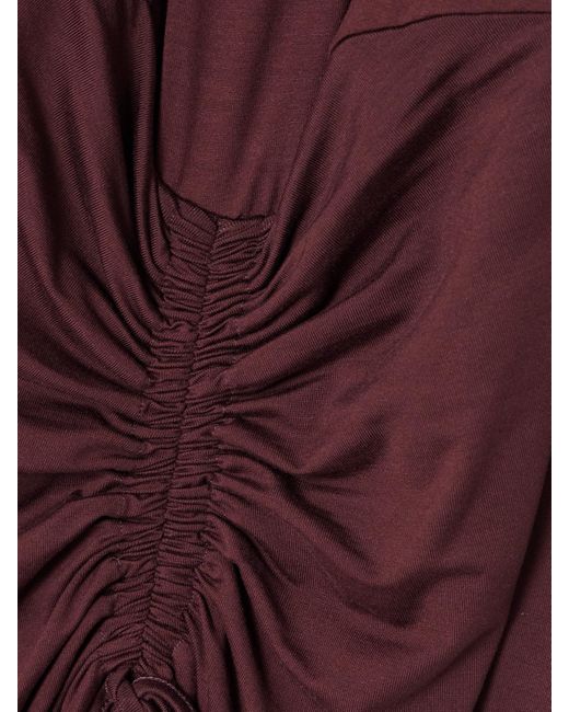 Max Mara Purple Doppia Midikleid Aus Jersey Mit Raffungen
