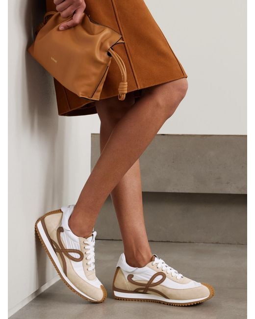 Loewe Natural Flow Runner 2.0 Leather-Trimmed Shell And Suede Sneakers