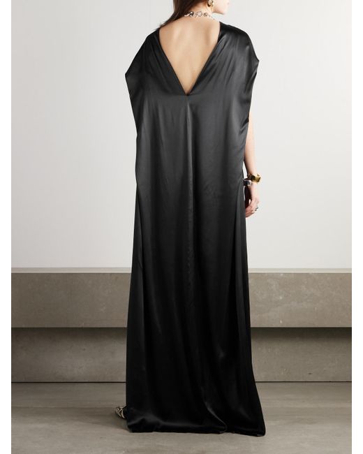 Robe Du Soir Dos Ouvert En Satin De Soie Mélangée À Drapés Dries Van Noten en coloris Black