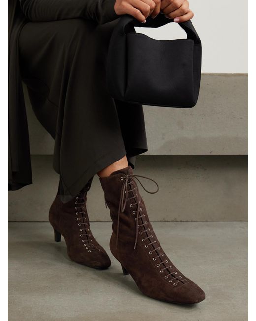 Totême  Brown Schnürstiefel Aus Veloursleder