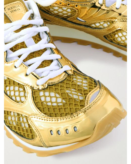 Bottega Veneta Orbit Sneakers Aus Metallic-Gummi, Mesh Und Netzmaterial
