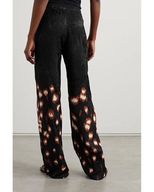 Johanna Ortiz Black Net Sustain Aromatic Evenings Printed Satin-Jacquard Straight-Leg Pants
