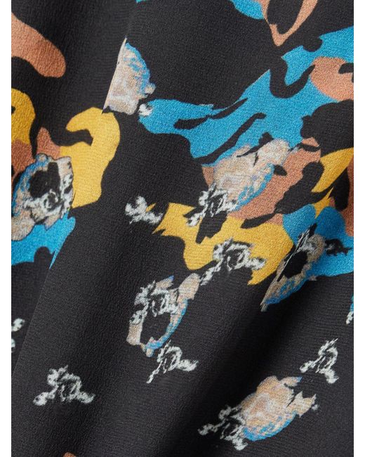 Maison Mayle Blue Patapan Cutout Printed Silk-Crepe Midi Dress