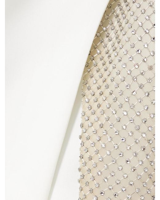 The Attico White Strapless Embellished Tulle-Trimmed Cady Mini Dress