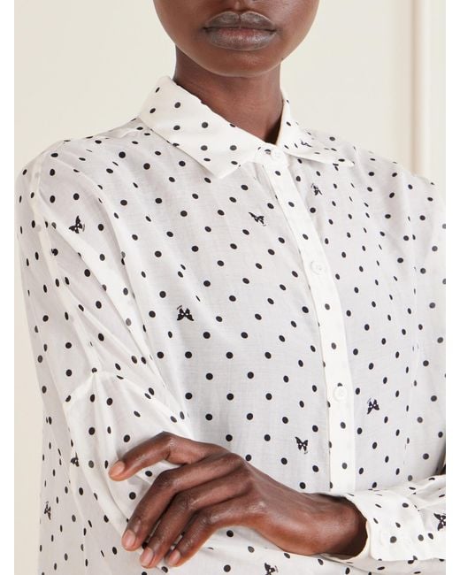 Kiki de Montparnasse White Kiki Polka-Dot Cotton And Silk-Blend Shirt