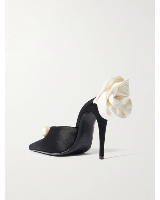 Magda Butrym Black Embellished Satin Mules