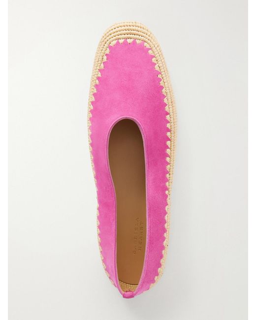Gabriela Hearst Pink Suede And Raffia Ballet Flats