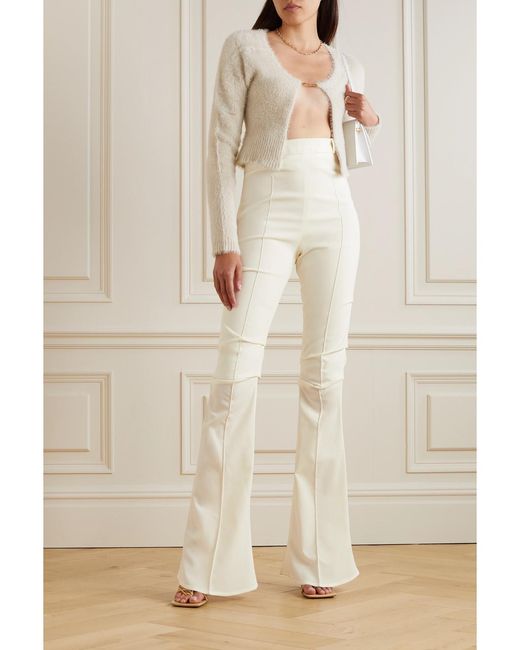 Jacquemus White Merria Stretch-Wool Flared Pants