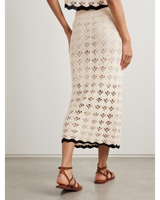 Zimmermann Natural Rhiannon Crocheted Cotton Midi Skirt