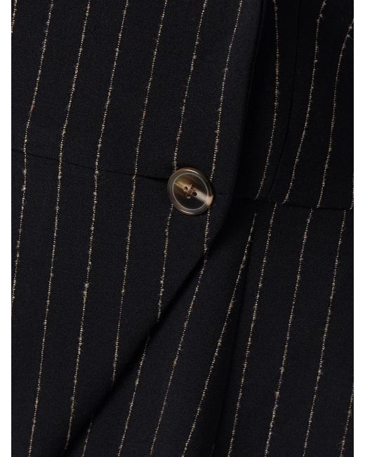 Sergio Hudson Black Double-Breasted Pinstriped Twill Jumpsuit