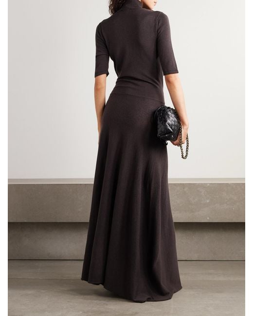 Violante Nessi Black Takashi Tie-Detailed Ribbed Merino Wool Midi Dress