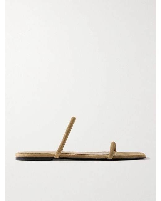 Totême  White The Minimalist Suede Sandals