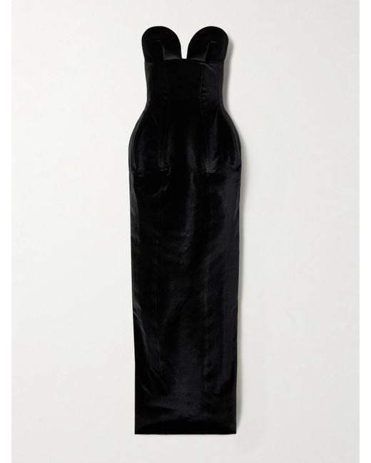 Monot Black Trägerlose Robe Aus Samt