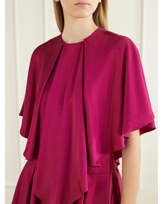 Stella McCartney Pink Gathered Tiered Satin Midi Dress