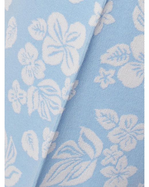 High Sport Blue Louis Cropped Floral-Jacquard Straight-Leg Pants