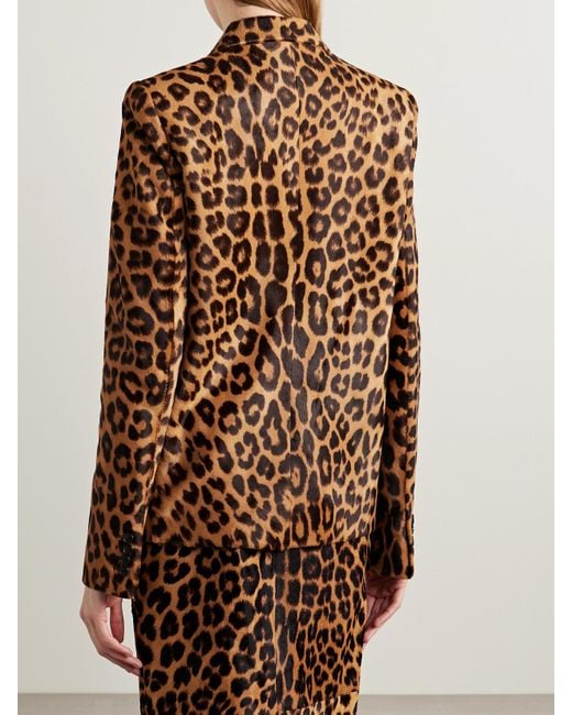 Khaite Brown Saraphina Leather-Trimmed Leopard-Print Calf Hair Jacket