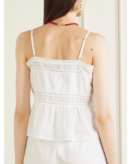Thierry Colson White Saskia Embroidered Cotton-Voile Top