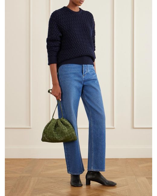 Bottega Veneta Green Dustbag Intrecciato Suede Shoulder Bag