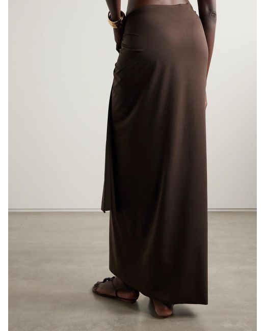 Maygel Coronel Brown Capella Appliquéd Stretch-Jersey Pareo