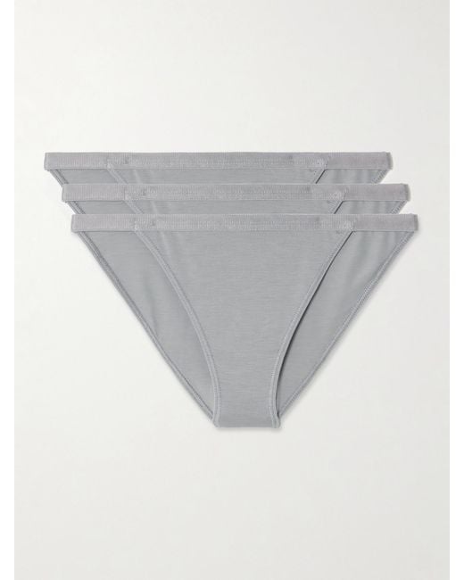 CDLP Gray Set Of Three Stretch-Tencel Lyocell Briefs