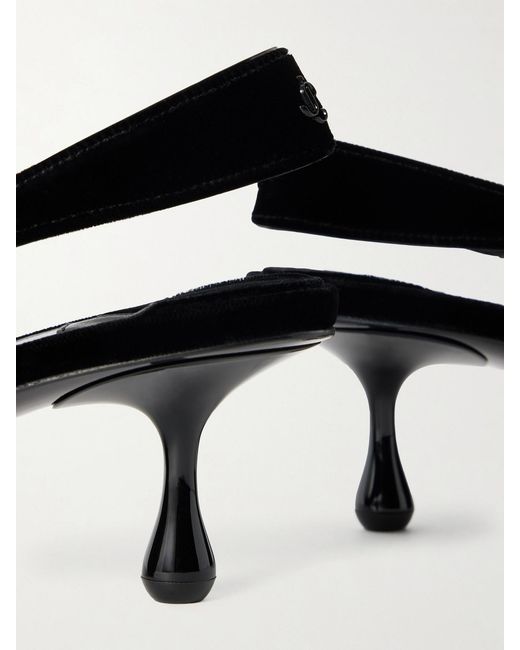 Jimmy Choo Black Amel 50 Velvet Slingback Pumps