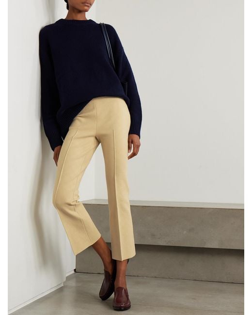 High Sport Natural Cropped Cotton-Blend Slim-Leg Pants