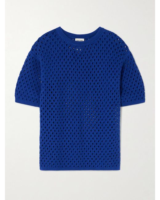 Escvdo Blue Espina Oberteil Aus Gehäkelter Baumwolle