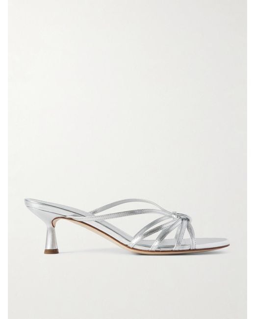Aeyde Natural Abby Mules Aus Metallic-Leder