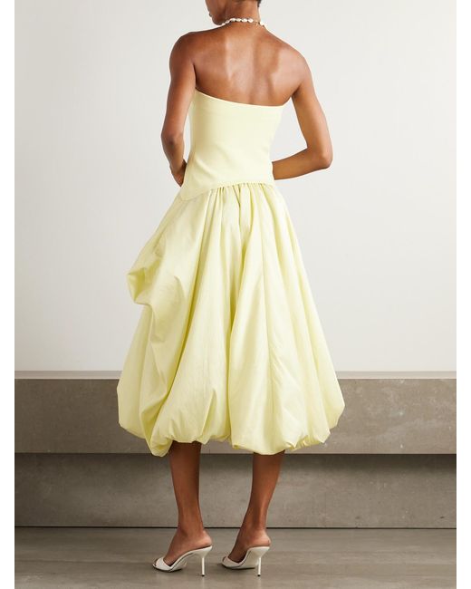 Jonathan Simkhai Yellow Izzy Stretch-Knit And Gathered Taffeta Midi Dress