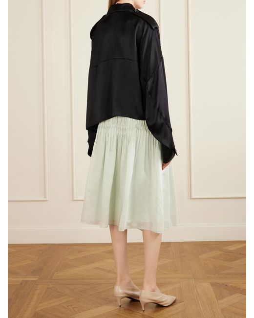 Khaite Black Bodine Silk-Satin Shirt