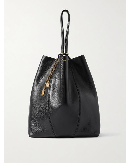 Chloé Black Spin Tote Aus Strukturiertem Leder Mit Verzierungen