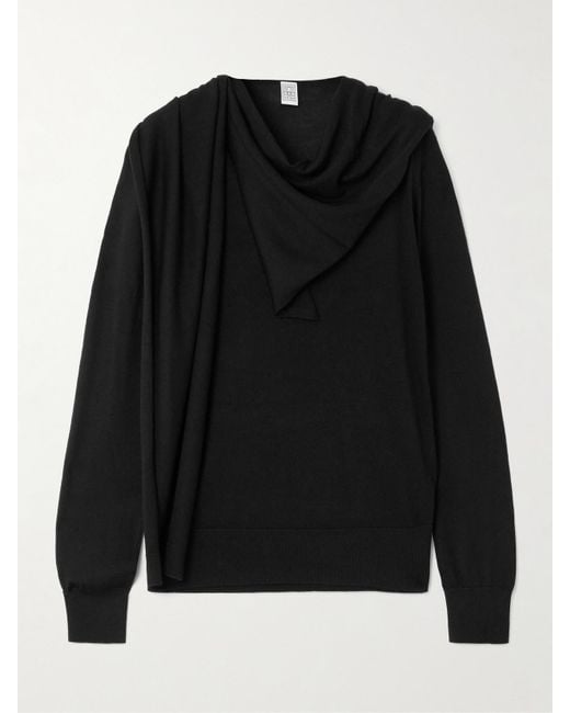 Totême  Black Draped Wool And Silk-Blend Sweater