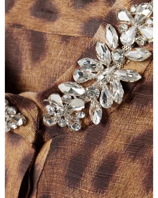 Chemisier En Organza De Lin Et De Soie Mélangés À Imprimé Léopard Crush Zimmermann en coloris Brown